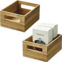 iDesign Acacia Wood Pantry Storage Bin with Handles - Set of 2 - Natural