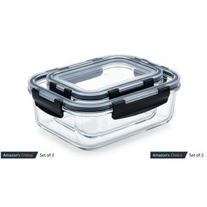 Liuruiyu 2 Pack Glass Food Storage Containers with Lids, Meal Prep Containers, Airtight Bento Boxes with Leak Proof Locking for Microwave, Oven, Freezer and Dishwasher, BPA Free