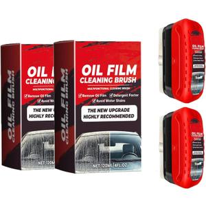2pack Automotive Oil Film Cleaning Brush New Glass Coating for Windshield Glass Oil Film Remover, Strong Front Windshield Remover for Windshield Improves Clarity and Visibility