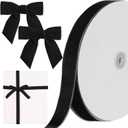 Christmas Black Velvet Ribbon, 2 Inch x 10 Yard Vintage Single Face Spool Satin Velvet Ribbon for Christmas Wreath Decoration DIY Bow Craft Gift Wrapping Wedding Ornaments Party Home Decor