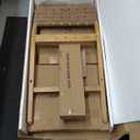 Nathan James Cohen Mid-Century Modern Leather Bar Stool, Counter Height Chair in Solid Wood Frame with Footrest and Woven Leather Back for Kitchen, Natural Brown, 1 count, Barstool - 24"