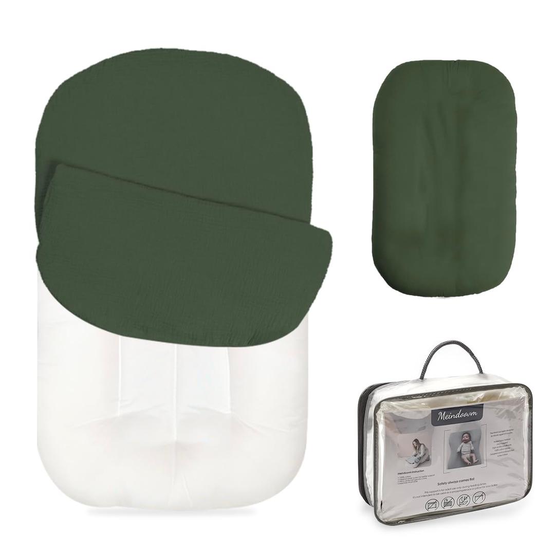 Baby Lounger - Snuggle Cozy Me Infant Lounger for Newborns | Breathable & Soft, Portable Awake-Time Pad, Essential Baby Gift (Lounger Cover Included) (Green)