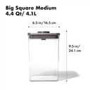 OXO Steel POP Container Big Medium Square - 4.4 Qt for Flour, Sugar and More, Grey