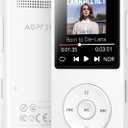 AGPTEK A02 MP3 Player with Bluetooth 5.3, 1.8 inch Screen Portable Music Player with Speaker, FM Radio, Voice Recorder, Supports Expanded Up to 128GB(White, 32GB)