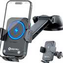 SONRU Car Phone Holder Wireless Charger, Qi 15W Wireless Car Charger Fast Charging Auto Clamping Car Charger Mount Suction Holder Dashboard Air Vent for iPhone 16/15/14/13/12/11, Samsung S25/24 (Black)