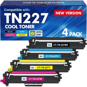 TN227 TN-227BK/C/M/Y High Yield Toner Cartridge 4 Pack:Compatible Replacement for Brother TN 227 TN-227 TN-223BK/C/M/Y TN223 for HL-L3270CDW MFC-L3770CDW HL-L3290CDW MFC-L3750CDW HL-L3210CW Printer
