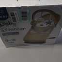 HKAI Baby Bouncer, Portable Baby Bouncer Seat for Babies 0-18 Months, 100% Cotton Fabrics, 3 Modes of use with Rocker and Stationary Options, Infant Rocker Chair with Hanging Toys-Organic Oat