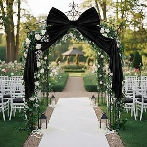 Giant Bow Decorations 40 x 80 Inch Big Bows with Long Streamers Extra Large Tie Velvet Decoration for Backdrop Door Wall Wedding Birthday Baby Shower Valentines Day Coquette Party(Black)