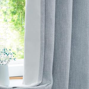 Tan Solid Full Blackout Curtain Heavy Linen Texture Window Treatment for Bedroom Thermal Insulated Energy Efficient Drapes 8 Grommets Top for Living Room with Liner, Tan, 50" x 84", 2 Panels