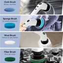 Electric Bathroom Cleaning Brush, Cordless Spin Scrubber Full Body Waterproof IPX7 with Adjustable Handle, 8 Replaceable Brush Heads for Bathtub/Kitchen/Window/Home -SD-CTB01