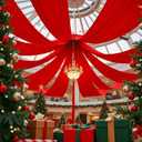 4 Panels 5ftx30ft Red Ceiling Drapes for Valentines Day Decoration 30 FT Extra Long Thick Polyester Wrinkle-Free Drapery Tent Decor Decorations for Birthday Party Ceremony Stage Swag, 60"W x 360"L