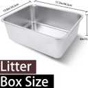Stainless Steel Cat Litter Box for Adult Cats or Kitty/Kitten 18"x14"x6" Rust-Proof, High Side, Non Stick, No Smell, Easy to Clean Metal Cat Litter Box
