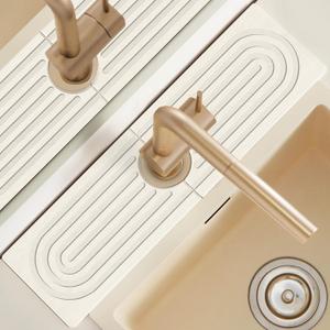 Faucet Mat for Kitchen Sink, 18" Wide Diatomite Fast Drying Stone Tray, Super Absorbent, Prevents Moisture Buildup, Faucet Water Splash Guard for Bathroom Counter, Sink Protector Gift for Mom, White (18" x 5")