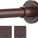 Bronze Shower Curtain Rod Adjustable 30-80" with Holder, Anti-Rust Shower Rod & Spring Tension Shower Rod No Drill, Shower Curtain Rod for Bathroom Tension Rod