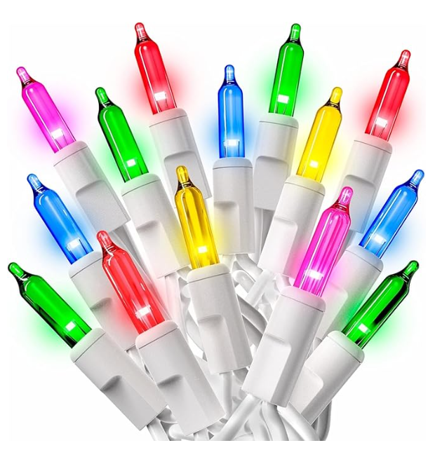 PREXTEX Multicolor String Lights (20 Feet, 100 Count) with White Cord - Indoor and Outdoor Colorful Twinkle Lights for Holiday Decor