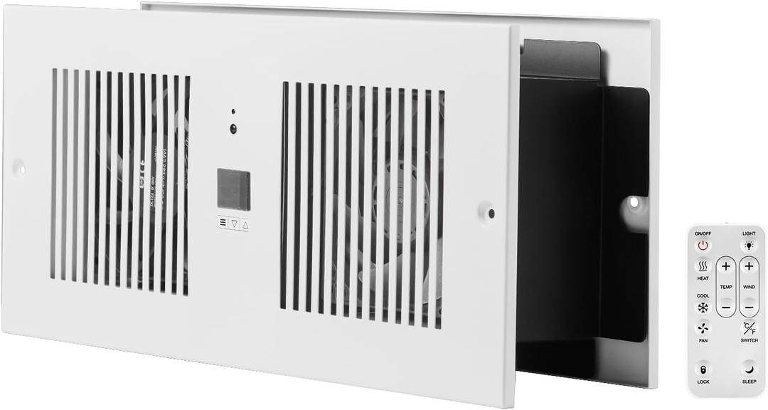 VEVOR Room to Room Fan, Intake & Exhaust Dual Airflow Through-the-Wall Fan with Remote & Temperature Control, 300 CFM 10-Speed Ventilation Quiet In-Wall Vent for Living, Laundry Room Indoor, 5.8 inch x 13.8 inch, 300 CFM