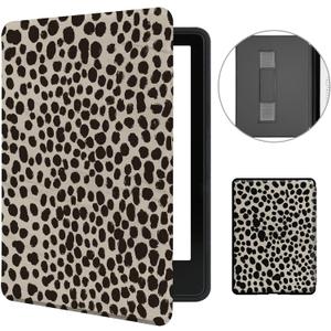 MOROCK Case for All-New 6" Kindle(11th Generation,2024/2022 Release, Model No.RS23CV/C2V2L3), Slim and Lightweight PU Leather Cover with Hand Strap, Auto Wake/Sleep, Khaki Leopard Print