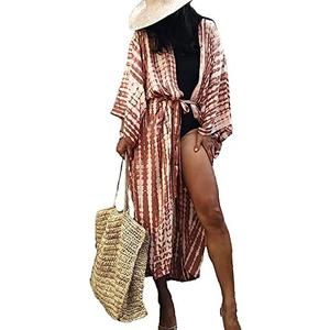 Chunoy Women Loose Open Front Long Kimono Cardigan Beach Wear Cover Up