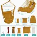 Outerman Hammock Chair, Hanging Chair with 3 Cushions and Foot Rest Support, Sturdy Metal Spreader Bar Max 500Lbs, Swing Chair for Bedroom, Indoor & Outdoor, Patio, Porch or TreeKhaki