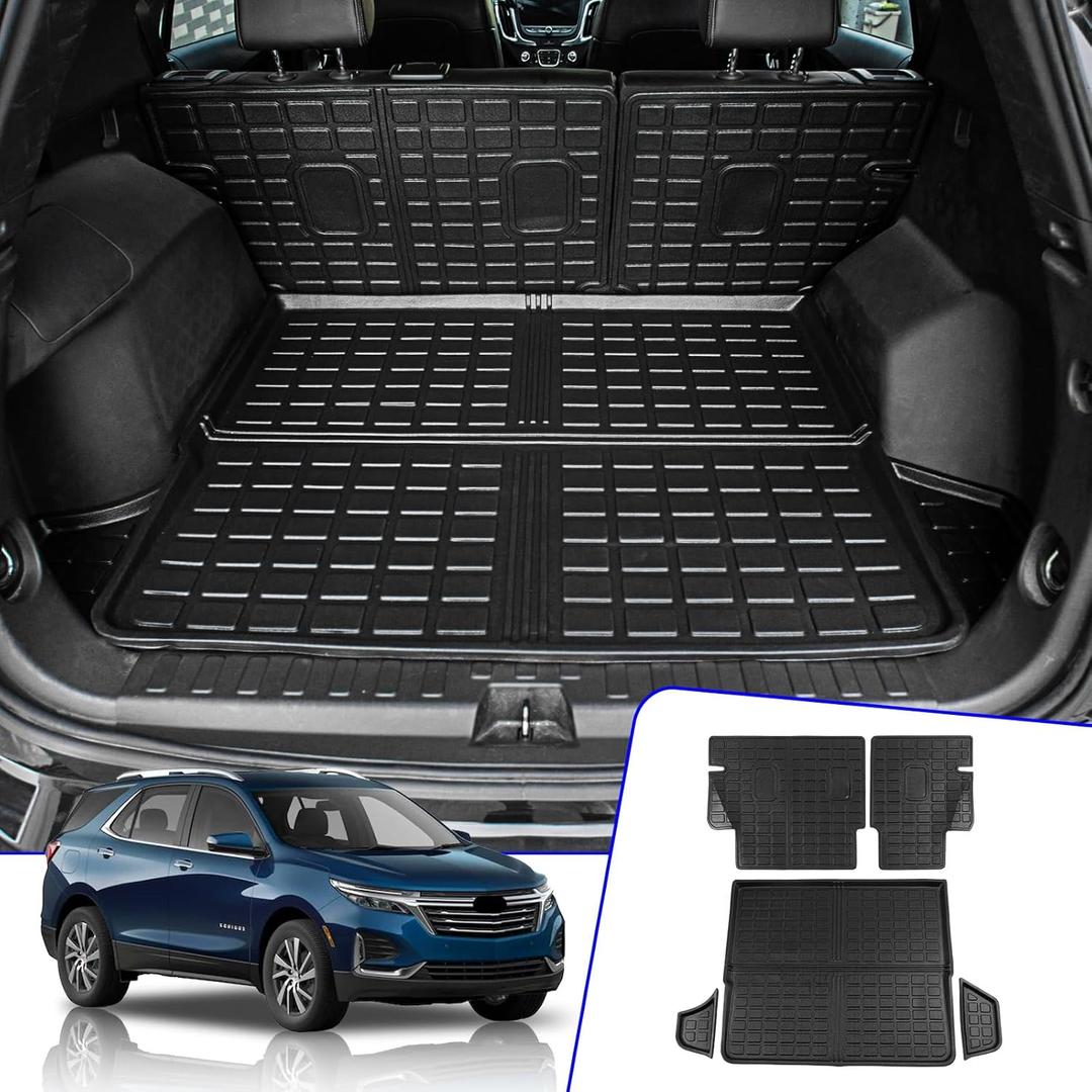 Rongtaod Cargo Mat Compatible with 2018-2024 Chevrolet Equinox GMC Terrain Trunk Mat Cargo Mat Cargo Liner Back Seat Cover Protector 2023 Chevy Equinox Accessories (Backrest Mats+Trunk Mats)
