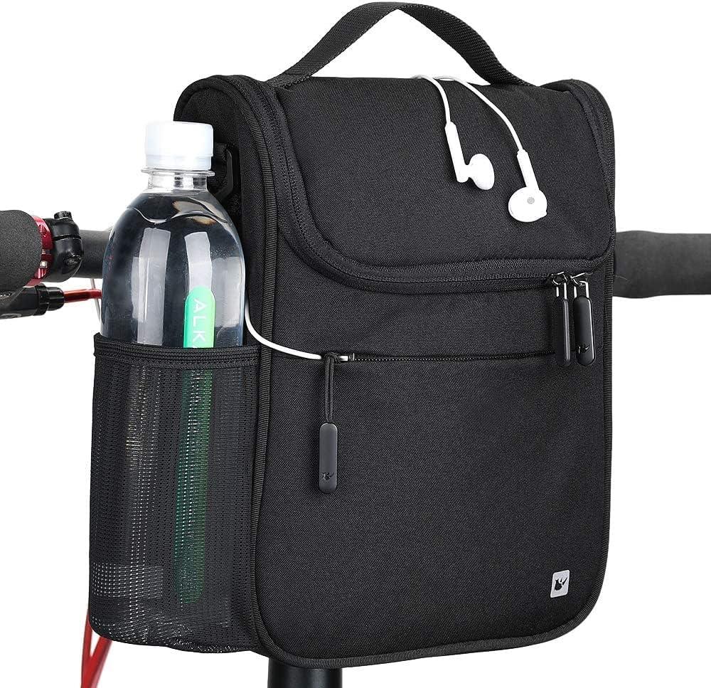 Rhinowalk Bike Handlebar Bag,Bike Front Bag Road Bike Bag Bike Frame Bag Bike Basket Bag Bicycle Bag Professional Cycling Accessories (Black)