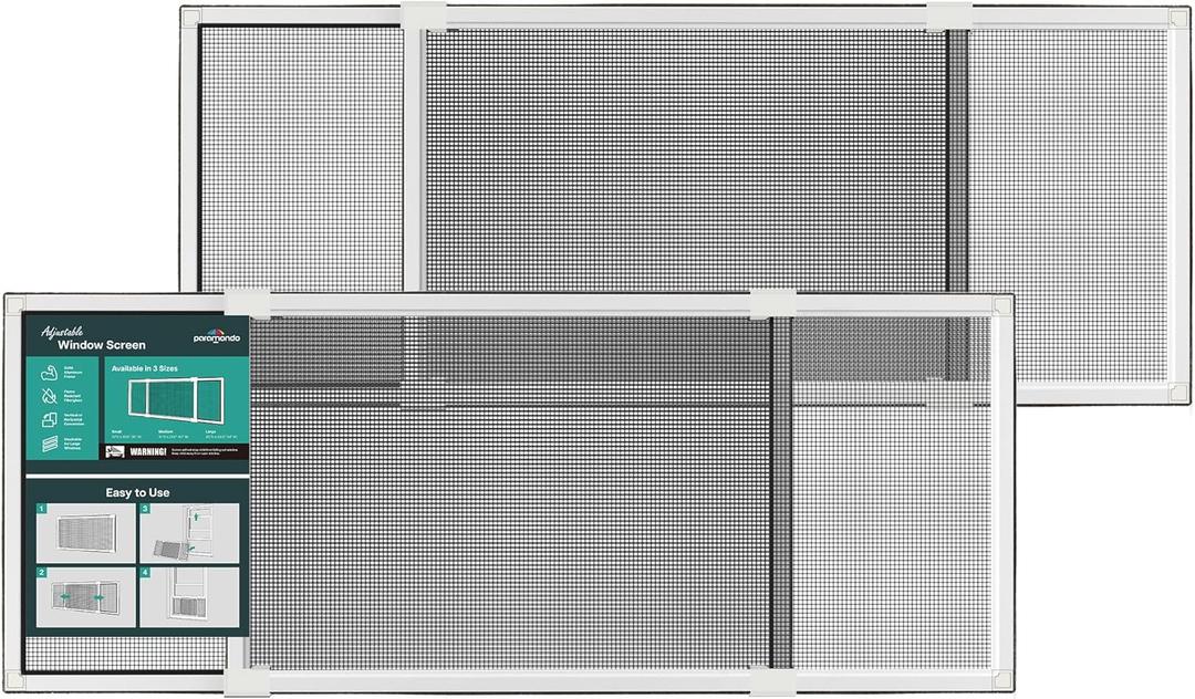 Paramondo Expandable Window Screen, Horizontal (10" H x 19.6" - 36" W, 2 Pack) Adjustable Window Screens, Replacement Window Screens for House Windows, Small
