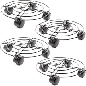 Bright Creations 4 Pack Metal Rolling Plant Stand Base, Planter Caddy with Wheels for Indoor and Outdoor Pots (10.6 Inches)