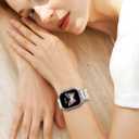 Bling Stretchy Nylon Band Compatible with Apple Watch Ultra 2 Band Women, 24mm Wide Sparkly Glitter Solo Loop Strap for iWatch 49mm 46mm 45mm 44mm Girl Shiny Elastic Wristband