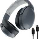 Skullcandy Crusher Evo Wireless Bluetooth Headphones with Extra USB-C Charging Cable, Multi-Sensory Bass, Noise Isolating Over-Ear Fit, 40 Hours Battery, Microphone for iPhone Android - Chill Grey