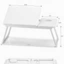 FISYOD Foldable Laptop Desk for Bed Couch, Adjustable Split Lap Desk with Cup Holder, Portable Lightweight Bed Table Tray, Heavy-Duty Laptop Stand for Working, Writing, Reading and Eating - White