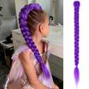Long Purple Braid Cosplay Hair Extensions Synthetic Fiber Box Braiding Hair 26 INCH Easy Clip in Ponytail for Cosplay Halloween Costume
