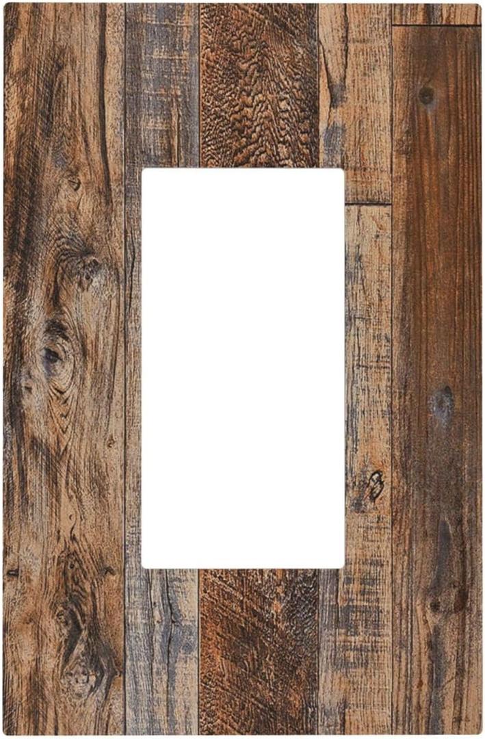 Rustic Brown Wood Grain wall plate Decora Outlet Cover 1 Gang Rocker Switchplate Faceplate GFCI Light Switch Covers For Farmhouse Bathroom Bedroom Decor 5 X 3 IN