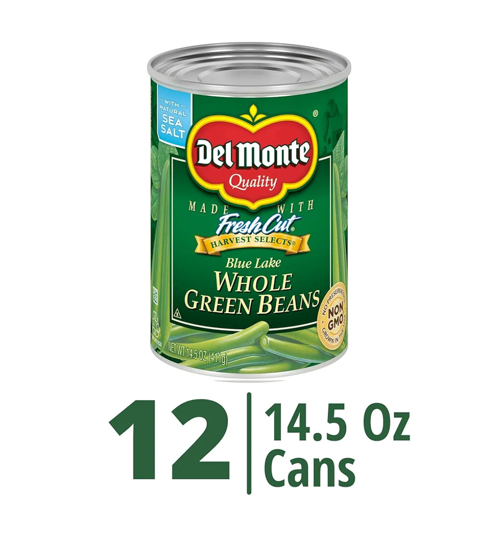 Del Monte Canned Whole Green Beans, 14.5 Ounce (Pack of 12)