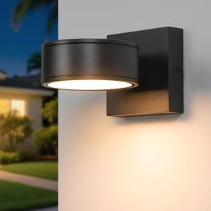 Fire Wolf Aluminum LED Outdoor Wall Light, Modern Black 3000K Outdoor Wall Sconce, Waterproof Front Door Down Light Wall Mount, Exterior Lighting Fixtures for Entrance, Hallway, Garden, Porch, Patio