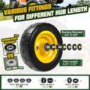 11x6.00-5 Flat Free Lawn Mower Tire and Wheel with 3/4" bearing bore, with 5/8 Bearings & Spacers, Y-Pattern Tread, Fits Zero Turn Mower and Garden Tractor, 450 lbs Capacity, 2-Pack