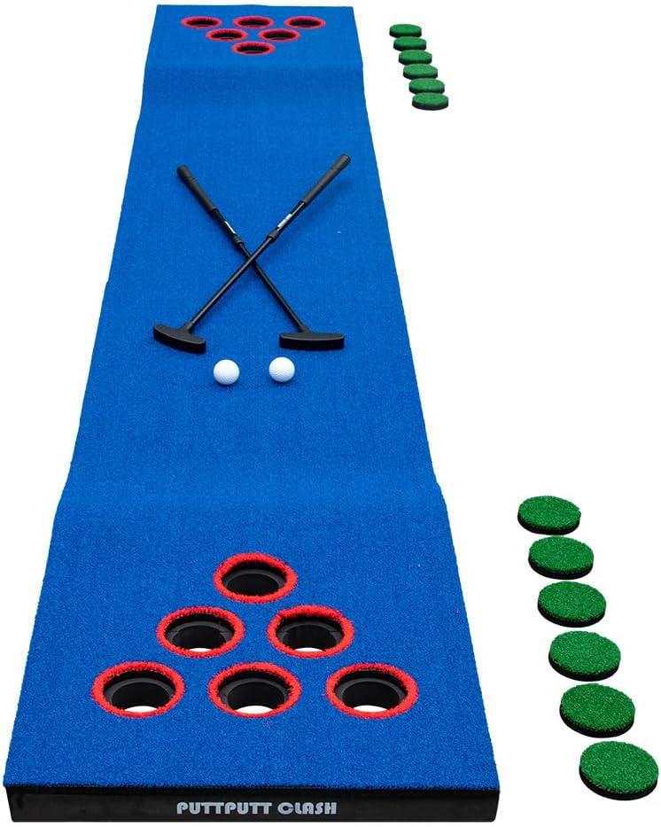 Premium Golf Pong Game Set – Includes Carry Bag, Putting Mat, 2 Adjustable Putters, 2 Golf Balls, 2 Bases, 12 Hole Covers - Fun Backyard Party Game, Standard
