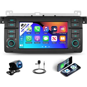 [8-Core 4+64G] Android 13 Car Stereo for BMW E46 1998-2006 3 Series with Carplay Android Auto 59 Theme 7 inch Touchscreen Bluetooth 5.0 FM/RDS Network Radio DSP 32EQ AI Voice GPS