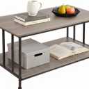 SENIG Small Coffee Table for Living Room with Slatted Sides Frame 39 Inch, 39.3in