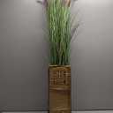 KOL Artificial 5ft Purple Horsetail Reed Grass, 59in Tall Artificial Indoor Outdoor Fake Grass Plant, Home Office Decorative Artificial Plants & Flowers in Pot Faux Plant Greenery, Wedding Decor
