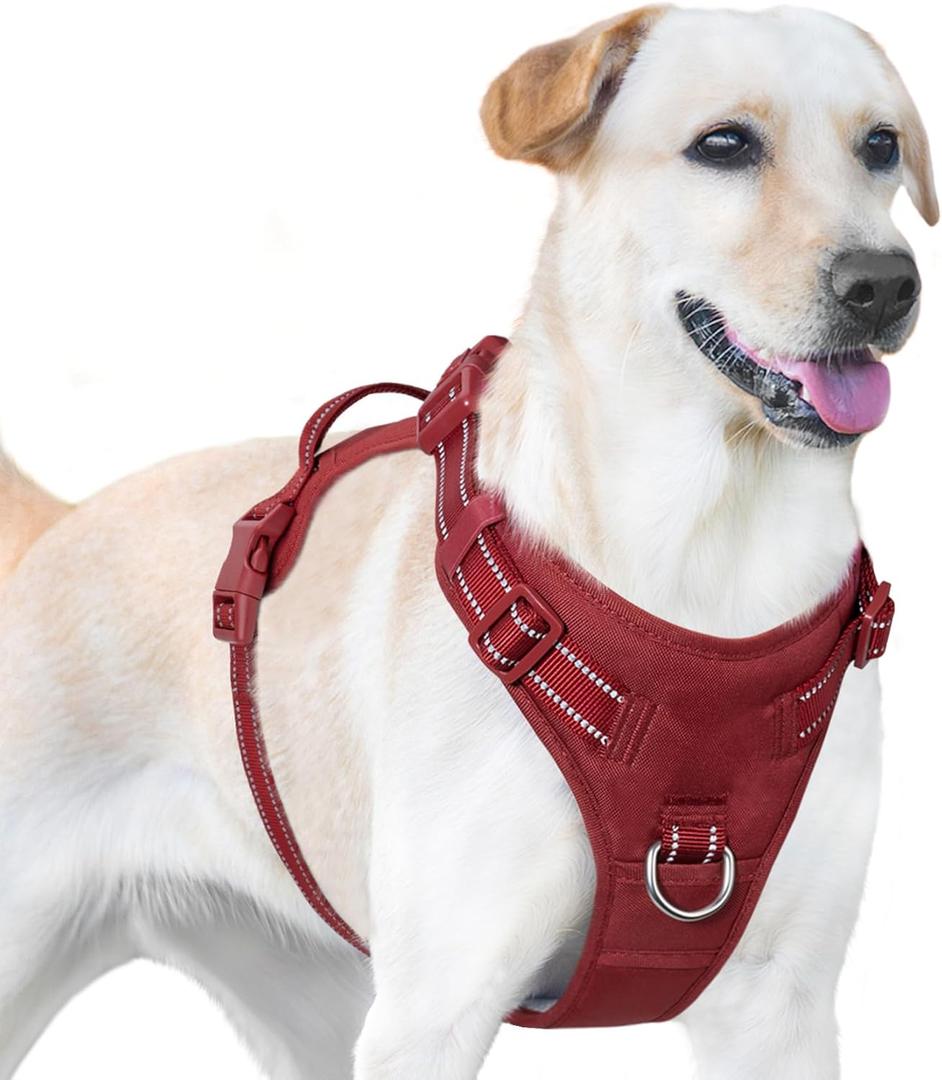 No Pull Dog Harness, Reflective Puppy Vest for Small Medium Large Sized Dog(Burgundy Red,M) (M(Neck:18.5-25.6",Chest:20.9-30.7"))