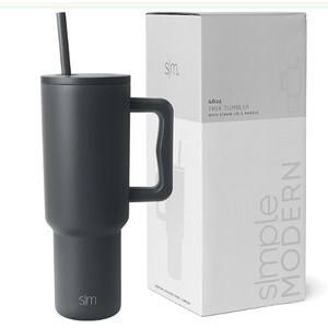 Simple Modern 40 oz Trek Tumbler with Handle and Straw Lid | Cup Holder Friendly Insulated Stainless Steel Travel Mug | Graphite
