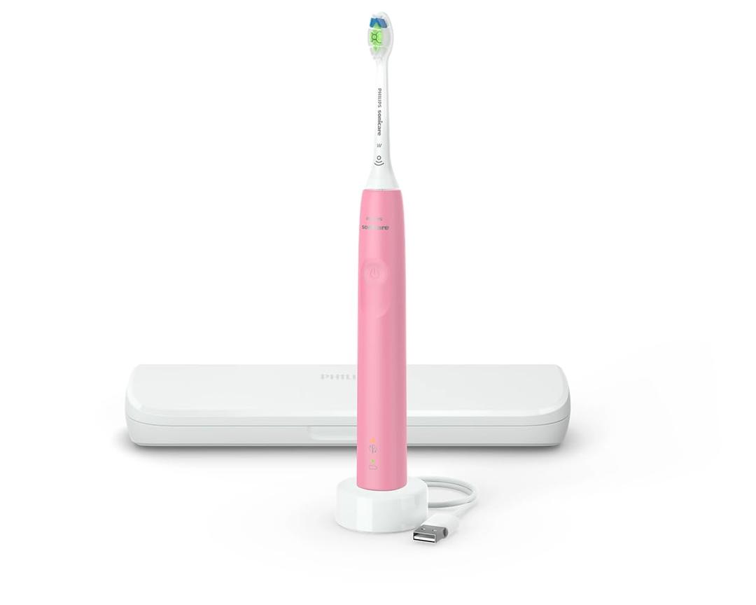 PHILIPS Sonicare Electric Toothbrush DiamondClean, Rechargeable Electric Tooth Brush with Pressure Sensor, Sonic Electronic Toothbrush, Travel Case, Pink