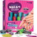 Nail Art Studio for Girls - Birthday Gift - Nail Polish Kit for Kids Ages 7-12 Years Old - Girl Gifts Ideas - Gift Set - Girly Stuff - Polish, Pens, Glitter, Stickers, Gems, Filer - 8 9 10 11 12 Year