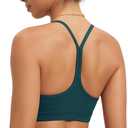 ODODOS Cloud Feeling Y Racerback Sports Bra for Women Wirefree Padded Strappy Yoga Bra (Large)