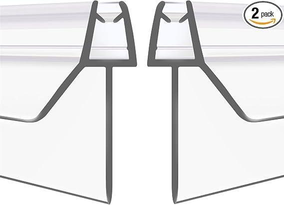 2-Pack Frameless Shower Door Bottom Seal (1/4'' X 39'') Clear Glass Shower Door Sweep Strip can Covers up to 23mm Gap - Stop Leaks