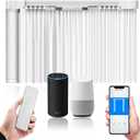 Electric Smart Curtains System, Automatic Curtain Opener, Motorized Curtains Rod with Remote, Compatible with Alexa/Google Home/Tuya App (Up to 124inches)