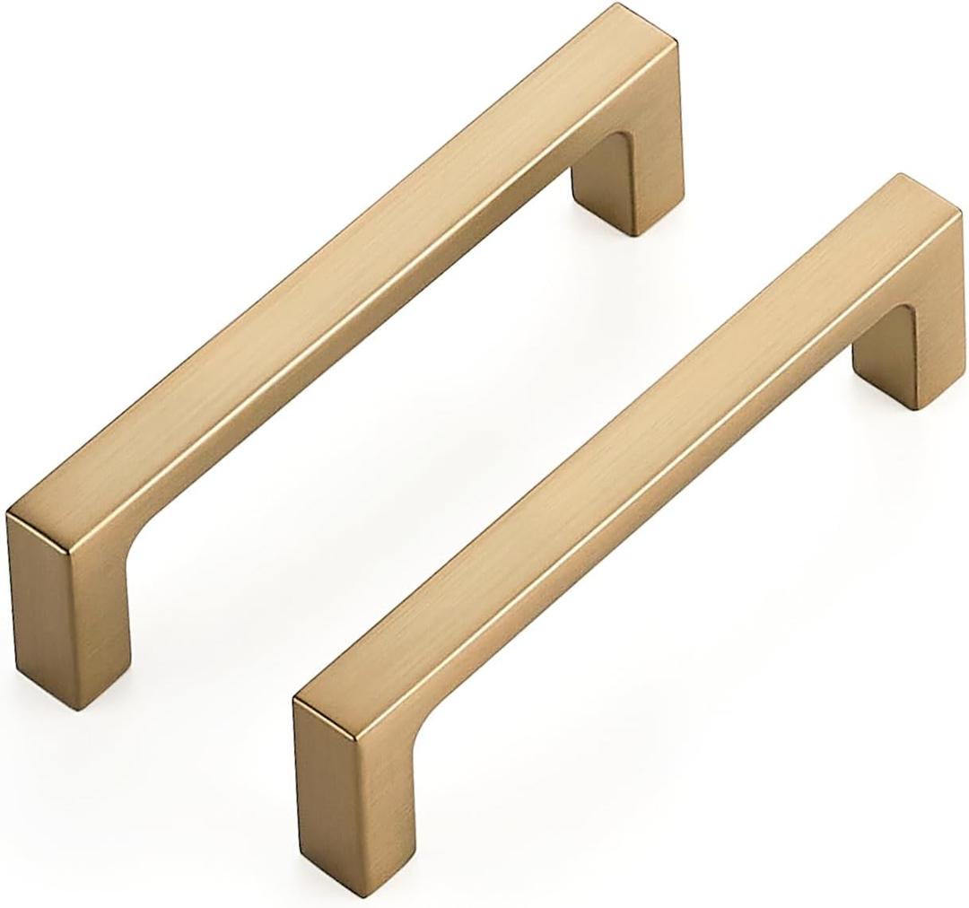 Ravinte 10 Pack Solid 3-1/2 Inch Kitchen Square Cabinet Handles Champagne Bronze Cabinet Pulls Dresser Drawer Pulls Kitchen Cupboard Hardware Handles