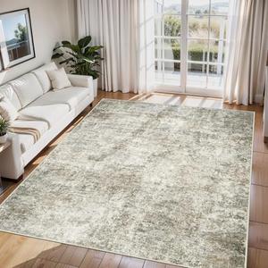 6x4 Area Rugs for Living Room Rug Washable: Abstract Rug for Dining Room Bedroom Carpet Non Slip 6 by 9 Indoor Modern Nursery Home Office Beige Brown