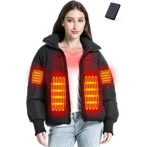 Heated Jackets for Women with 16000mAh Battery, Winter Heated Coat with 6 Heating Zones (Small)
