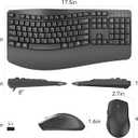 Wireless Keyboard and Mouse Combo,2.4G Full Size Wave Keys Ergonomic Keyboard with Wrist Rest for Natural Typing, 3 DPI Adjustable Ergonomic Silent Mouse for Computer/Laptop/Windows/Mac (Gray)
